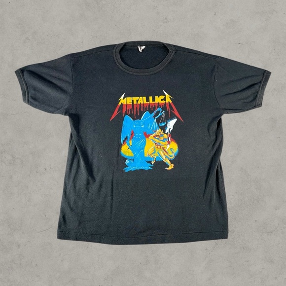 Vintage Metallica Shirt Mens Large Black 1980s Single Stitch Metal Band Lot Tee